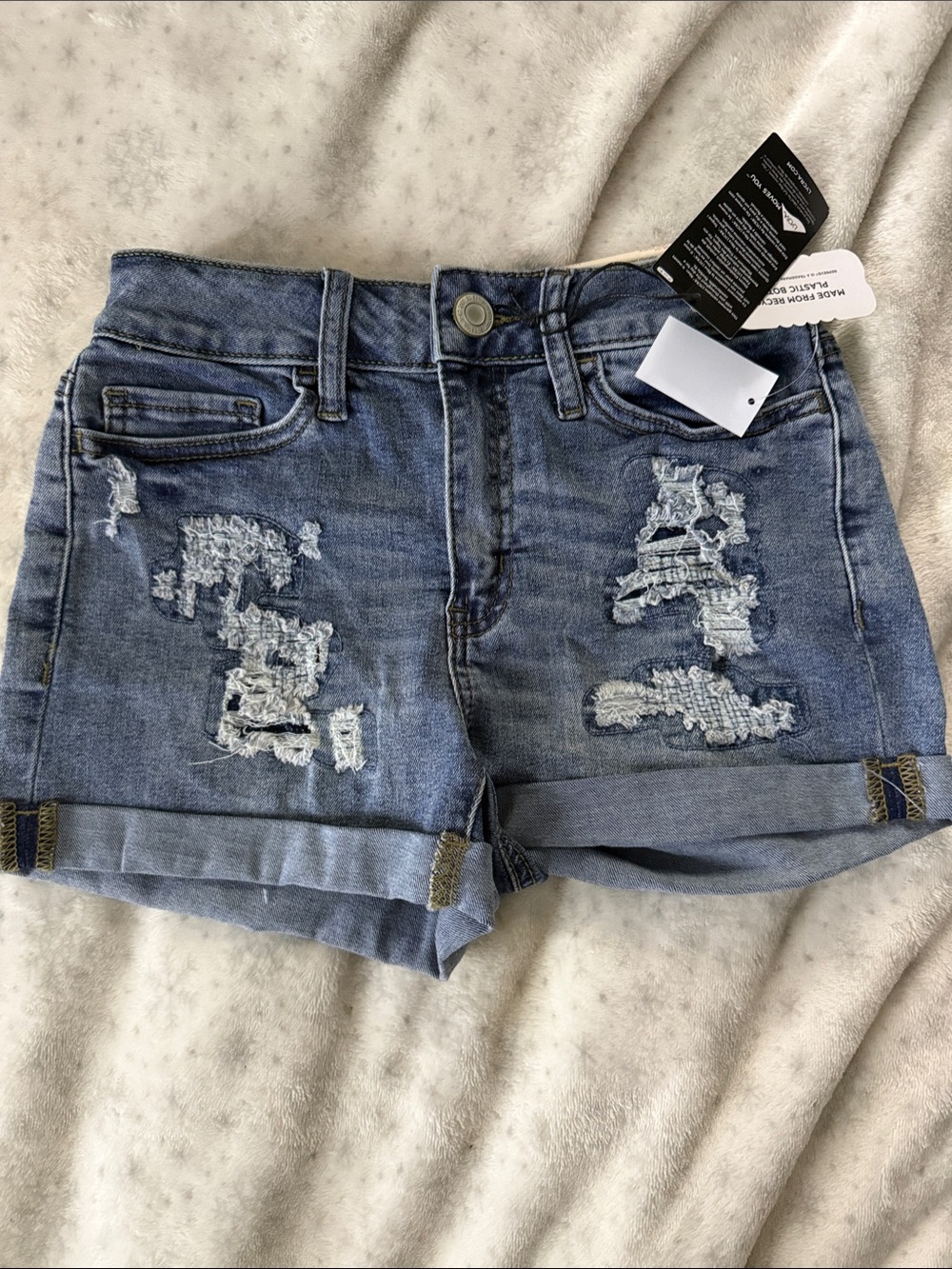 Kohl's Blue Distressed Rolled Cuff Denim Shorts